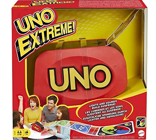 Mattel Games GXY75 - UNO Extreme! Kartenspiel mit Zufallsschleuder für 2 bis 10 Spieler ab 7 Jahren