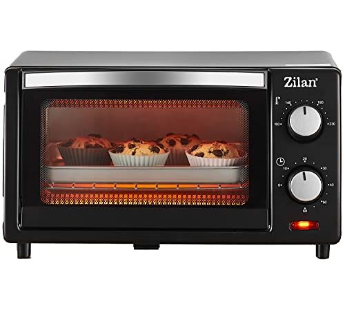 Mini Backofen 9 Liter | 800 Watt | 60°-230°C | Timer | Aufklappbares Krümelblech | Minibackofen | Backofen | Kleiner Backofen | Mini Oven | Camping Ofen