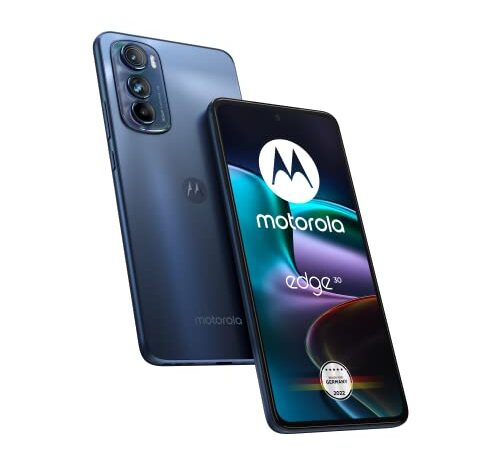 Motorola edge30 Smartphone (6,5"-FHD+-Display, 50-MP-Kamera, 8/128 GB, 4000 mAh, Android 12), Meteor Grey, inkl. Schutzcover + KFZ-Adapter [Exklusiv bei Amazon]