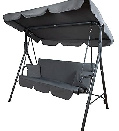 MT MALATEC Hollywoodschaukel Gartenschaukel 3-Sitzer Dach Gartenbank 12117