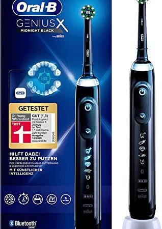 Oral-B Genius X Elektrische Zahnbürste/Electric Toothbrush, 6 Putzmodi für Zahnpflege, künstliche Intelligenz & Bluetooth-App, Geschenk Mann/Frau, Designed by Braun, schwarz