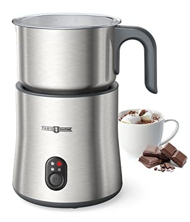 Paris Rhône Milchaufschäumer Elektrisch Induktion 4-in-1, 500ml Milchschäumer Spülmaschinenfest mit Kakao Funktion für heißer Schokoladen, Heißer/Kalter Milchschaum, Warme Milch