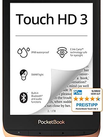 PocketBook e-Book Reader 'Touch HD 3' (16 GB Speicher; 15,24 cm (6 Zoll) E-Ink Carta Display; SMARTlight; Wi-Fi; Bluetooth) - in Spicy Copper