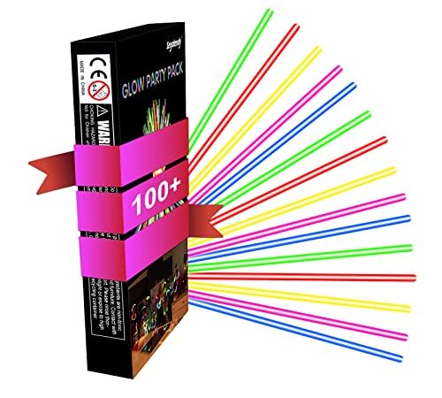 Segotendy Knicklichter Party Set, Knicklichter 100 Stück mit 100 Anschlüssen, 20CM Ultra Heller 6 Farben Leuchtstäbe Glow Stick für Kinder Weihnachtsdeko Weihnachtsgeschenke Silvester Neon Party Deko