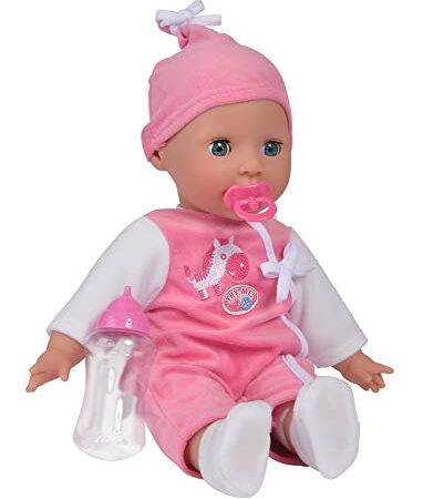 Simba 105140488 - Laura Babysprache, Weichkörperpuppe mit Schlafaugen, in süßem Strampler, 24 Babylaute, 38cm, Babypuppe ab 2 Jahre
