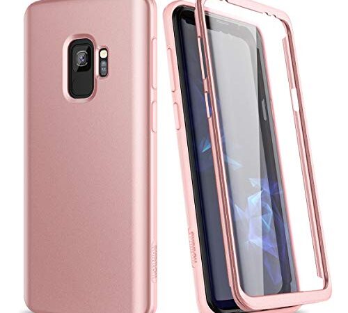 SURITCH Kompatibel mit Samsung Galaxy S9 Hülle 360 Grad Hüllen mit Integriertem Displayschutz Silikon Komplettschutz Handyhülle Schutzhülle für Samsung Galaxy S9 Rosegold