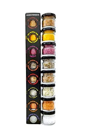 TERRAMAR MALLORCA - Gourmet Salze BLACK EDITION, Meersalz Geschenke aus Mallorca das ideale Gewürze Geschenkset Salzset (8x25g)