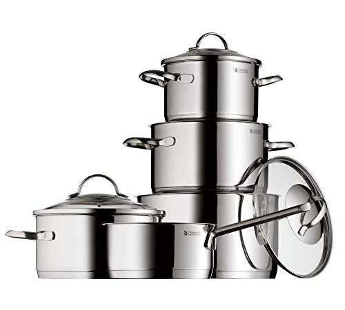 WMF Provence Plus Topfset Induktion 5-teilig, Kochtopf Set mit Glasdeckel, Cromargan Edelstahl poliert, Töpfe Set unbeschichtet