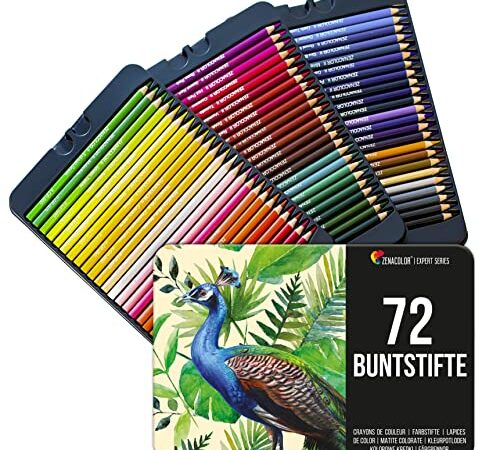 Zenacolor Buntstifte Set 72 Professionelles Buntstifte für Erwachsene - Bleistifte für Malbücher - Stifte Set für Zeichnen