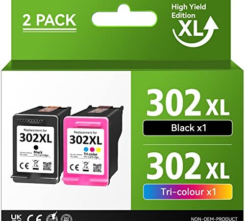 302 Druckerpatronen Multipack, 302XL Schwarz und Farbe Tintenpatronen wiederaufbereitet für HP Patrone 302 für Envy 4520 4522 4523 4525 DeskJet 1110 2130 2136 OfficeJet 3831 3834 4655 5220