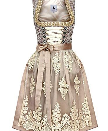 Alpenmärchen Midi Dirndl aus Exklusiver Kollektion inkl. Spitzenschürze Gr.36 - ALM558