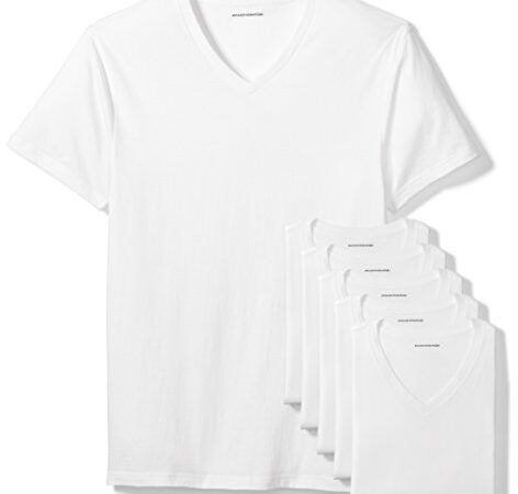 Amazon Essentials Herren T-Shirt mit V-Ausschnitt, 6er-Pack, Weiß, M