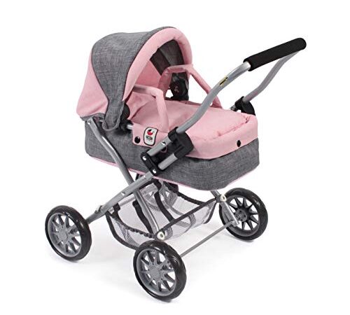 Bayer Chic 2000 - 555 15 Puppenwagen Smarty, für Kinder ab 2 Jahren, Melange grau-rosa, 56 x 37 x 56 cm