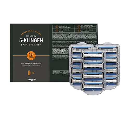 by Amazon 5-fach-Klingen für Herrenrasierer (12 Stück) (Früher Marke Solimo)