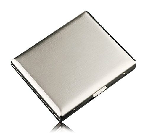 CaLeQi High-Grade Edelstahl Zigarettenetui, Nickel Überzug Wire Drawing, hält 20 Zigaretten. (Mit Marken-Geschenk-Box)