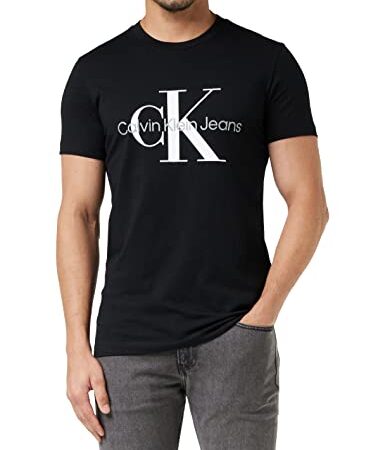 Calvin Klein Jeans Herren T-Shirt Kurzarm Core Monologo Slim Fit , Schwarz (Ck Black), L