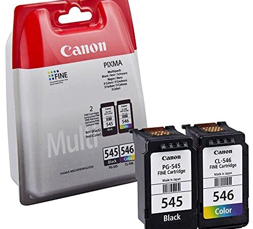 Canon Tintenpatronen PG-545 + CLI-546 BK/C/M/Y (2 Tintenpatronen) Multipack schwarz + Farbe 8ml + 9 ml ORIGINAL für PIXMA Drucker