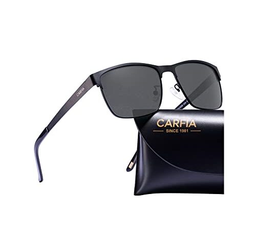 CARFIA Polarisierte Herren Sonnenbrille Metallrahmen UV 400 Fahrerbrille Sportbrille Kategorie 3