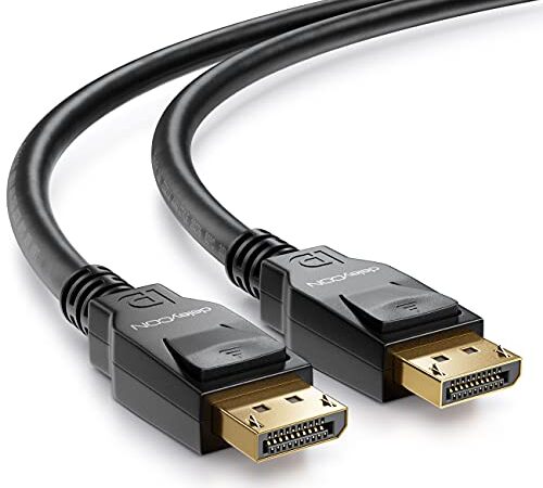 deleyCON 1,5m DisplayPort 8K Kabel 1.4-1080P bis 8K - Optimal für Gaming Monitore bis 240Hz PC HBR3 DSC HDR-10