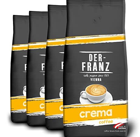DER-FRANZ Crema Kaffee, Ganze Bohne, 1000 g (4er-Pack)