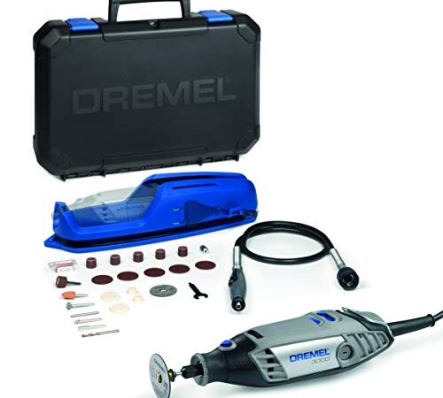 Dremel 3000 Multifunktionswerkzeug 130W, Set mit 1 Aufsatz, 25 Zubehörteilen und Koffer, Variable Drehzal 10.000-33.000 U/min zum Schneiden, 3,2 mm, Schleifen, Gravieren, Schärfen, Schwarz/Blau