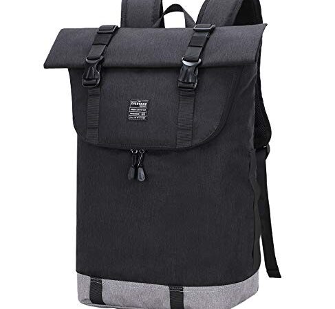 EverVanz Laptop-Rucksack, Damen & Herren Roll Top Wasserdichter Wanderrucksack, Leichter, Lässiger Rucksack, Stylische Schultasche