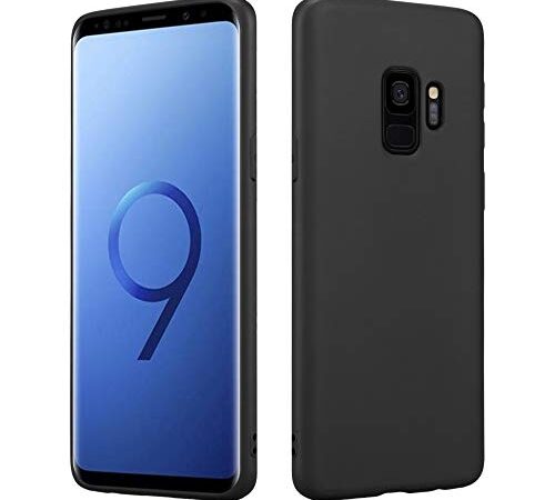 HSP Schwarze Hülle kompatibel mit Samsung Galaxy S9 | Premium TPU Silikon Case | Geeignet für Induktives Laden | Kratzfest Stoßfest | Matte Oberfläche | Passgenaue, weiche, dünne Schutzhülle