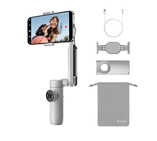Insta360 Flow - KI-gestützter Smartphone-Gimbal, Smartphone-Gimbal m. Auto-Tracking, 3-Achsen-Stabilisierung, Integrierter Selfie-Stick & Stativ, Tragbar & Zusammenklappbar, Hellgrau