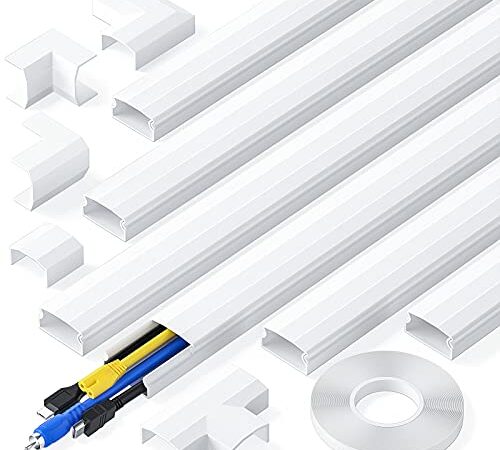 kinkaivy Kabelkanal, 2.4M (6 Stück - 30x17 mm) Kabelkanal selbstklebend weiß, PVC Kabelkanäle TV, Kabelabdeckung um Kabels für Computer zu Hause oder im Büro zu verstecken