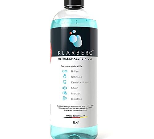 KLARBERG® Ultraschallreiniger Konzentrat - zur Reinigung von Brillen, Schmuck, Zahnersatz, Uhren, Münzen und sonstiger Kleinteile im Ultraschallbad (1000ml)