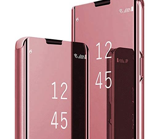 Layeri Für Samsung Galaxy S10 Hülle Flip Leder Handyhülle für Samsung Galaxy S10 Klapphülle Case Silikon Spiegel mit Standfunktion Schutzhülle Clear View Stoßfest Cover für Samsung S10 Tasche