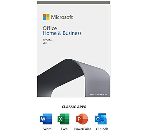 Microsoft Office 2021 Home and Business + Home and Student | 1 User | 1 PC (Windows 10) or Mac | One-Time Purchase | Multilingual
