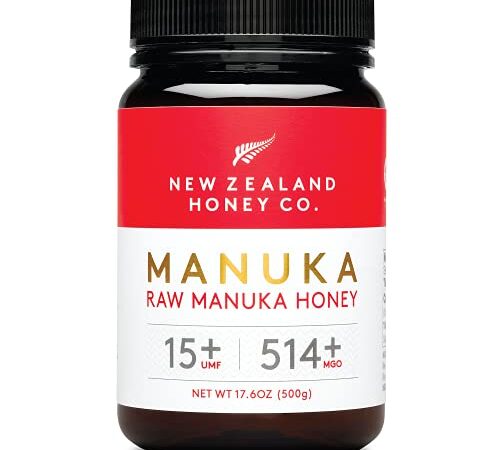 New Zealand Honey Co. Manuka Honig MGO 514+ / UMF 15+ | Aktiv und Roh | Hergestellt in Neuseeland | Zertifiziertem Methylglyoxal Gehalt | 500g