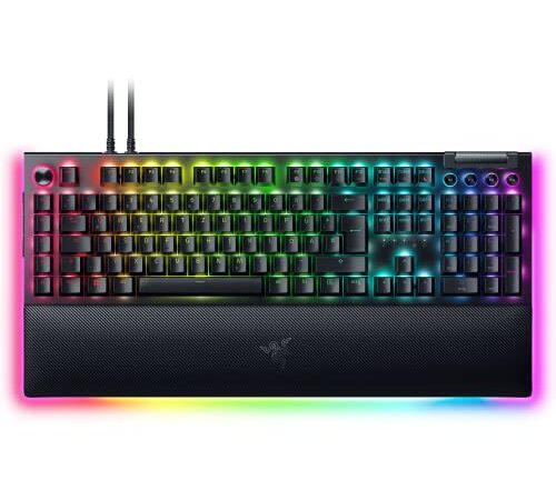 Razer BlackWidow V4 Pro - Mechanische Gaming-Tastatur Chroma RGB (grüne mechanische Switches, Befehlsrad und 8 Makro-Tasten, Multifunktionsrolle) DE Layout | Schwarz