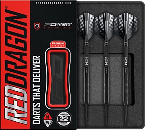 RED DRAGON Razor Edge Black 23 Gramm Dartpfeile Tungsten Profi Steel Darts mit Flights und Schäfte