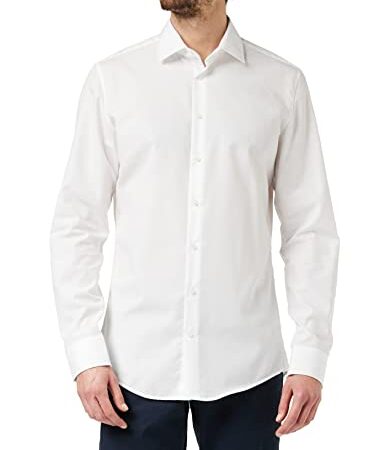 Seidensticker Herren Business Hemd - Slim Fit - Bügelfrei - Kent Kragen - Langarm - 100% Baumwolle, Farbe: Weiß (Weiß 01), Size 42