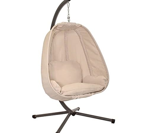 SVITA Cozy Hängesessel mit Gestell aus Stahl Outdoor Hängekorb (Beige)