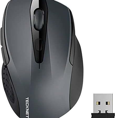 TECKNET Kabellose Maus, Pro 2.4G 2600 DPI Wireless Maus 6 Tasten mit Nano Empfänger, 24 Monate Batterielaufzeit, 5 Einstellbare DPI-Pegel für PC Laptop iMac MacBook Microsoft Pro, Office Home