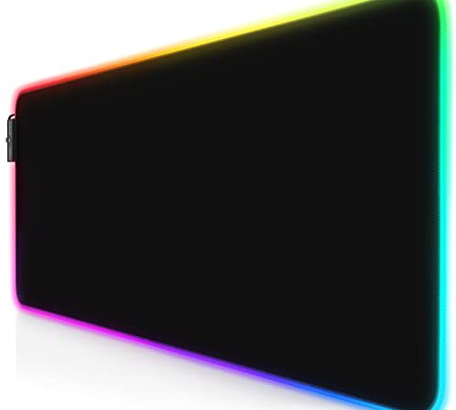TITANWOLF - RGB Gaming Mauspad - LED Schreibtischunterlage - 800x300 mm - XXL Mousepad - LED Multi Color - 11 Beleuchtungs-Modi - 7 LED Farben Plus 4 Effektmodi - abwaschbar - schwarz