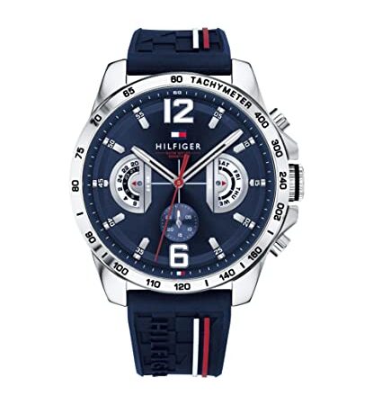Tommy Hilfiger Multi Zifferblatt Quarz Uhr für Herren mit Marinblaues Silikonarmband - 1791476