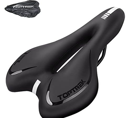 toptrek Fahrradsattel mit überzug Gel MTB Sattel Bequemer Hohl Ergonomisch Fahrradsitz Tourensattel Velo Sattel Herren Damen für BMX/Rennrad/Mountainbike/EMTB/Dirt Bike