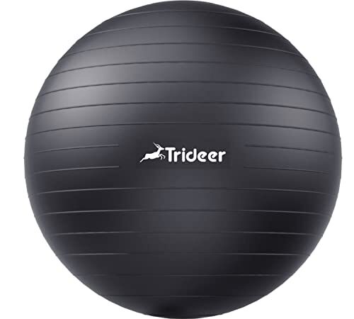 Trideer Dicker Gymnastikball, Anti-Burst Pilates Ball, 45-85 cm sitzball büro，für Balance, Yoga als Fitness Kleingeräte und Balance Stuhl im Gym-Home-Büro (L (58-65cm), Schwarz)