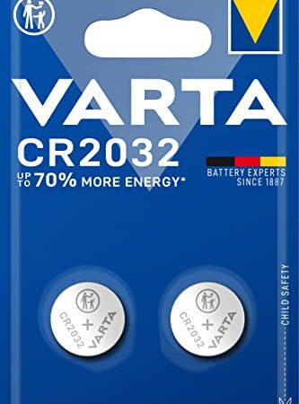VARTA Batterien Knopfzelle CR2032, 2 Stück, Lithium Coin, 3V, kindersichere Verpackung, für elektronische Kleingeräte - Autoschlüssel, Fernbedienungen, Waagen