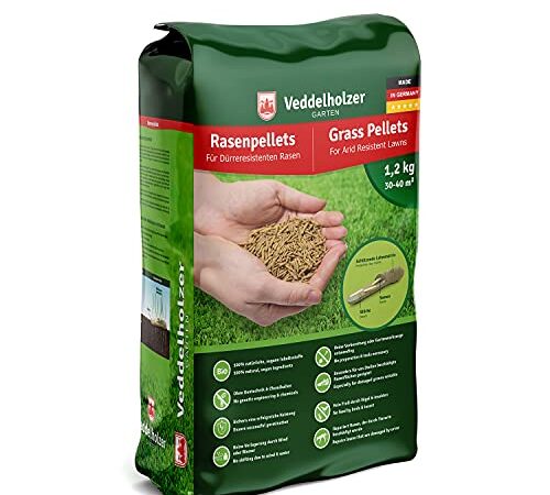 Veddelholzer Garten Rasenpellets Dürreresistenter Rasen - Rasensamen für robusten und widerstandsfähigen Rasen - Grassamen zur Einsaat und Nachsaat - Samen geeignet für Schattenrasen und Herbst