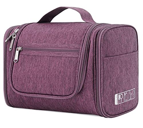 WANDF Groß Waschtasche, Kulturtasche zum Aufhängen für Damen, Kulturbeutel Herren Gross, Waschbeutel für Camping Reisen für Kinder Frauen Mann (Lila)