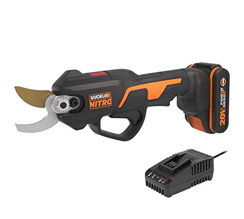 WORX NITRO 18V(20V Max) Elektrische Akku-Gartenschere WG330E.1, PowerShare, bürstenlos, 25mm Schneidleistung, für Garten und Obstbäume, inklusive Akku und Ladegerät