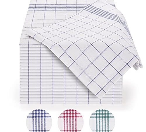 Blumtal 10er Set Premium Geschirrtücher - Hochwertige Geschirrhandtücher, 100% Baumwolle, blau kariert, 50x70cm