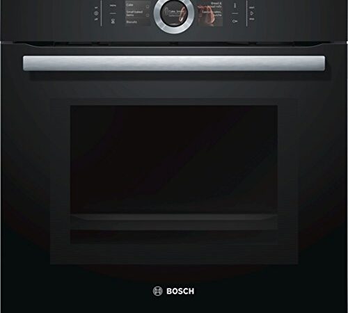 Bosch HMG6764B1 Serie 8 Einbau-Backofen mit Mikrowellenfunktion, 60x60 cm, 800W, Made in Germany, Pyrolyse Selbstreinigung, Bosch Assist Backeinstellung auf Knopfdruck, 4D Heißluft Backen auf 4 Ebenen
