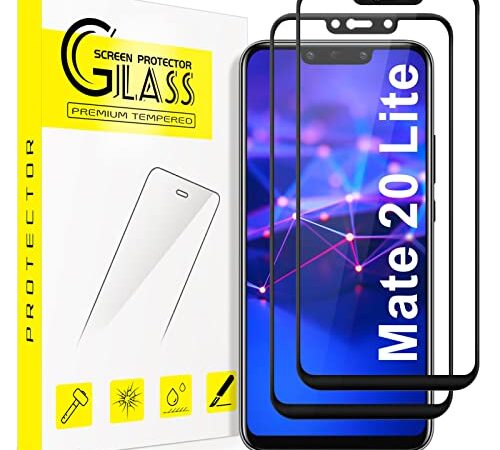 Ecenone Schutzfolie für Huawei Mate 20 Lite, [2 Stück] [9H Härte, bruchsicher, kratzfest, Vollständige Abdeckung] Schutzfolie für Huawei Mate 20 Lite