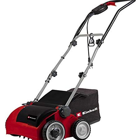 Einhell Elektro-Vertikutierer-Lüfter RG-SA 1433 (1400 W, 33 cm Arbeitsbreite, 3-fach höhenverstellbar, 28 l, empfohlen für Flächen bis 400 m²), Schwarz/Rot
